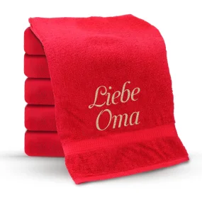 Handtuch - Liebe Oma, Farbe rot, Baumwolle 100 %